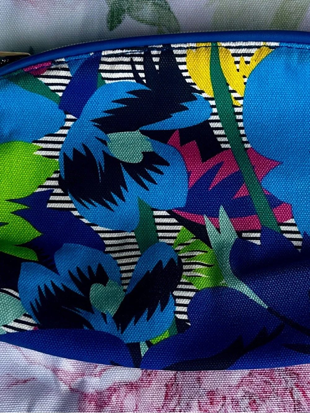 Estee Lauder Blue Floral Cosmetic Bag